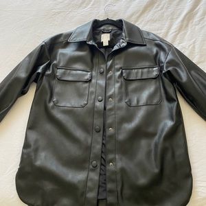 Black leather oversized shirt